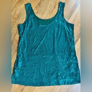 Sequin emerald green Tank Top